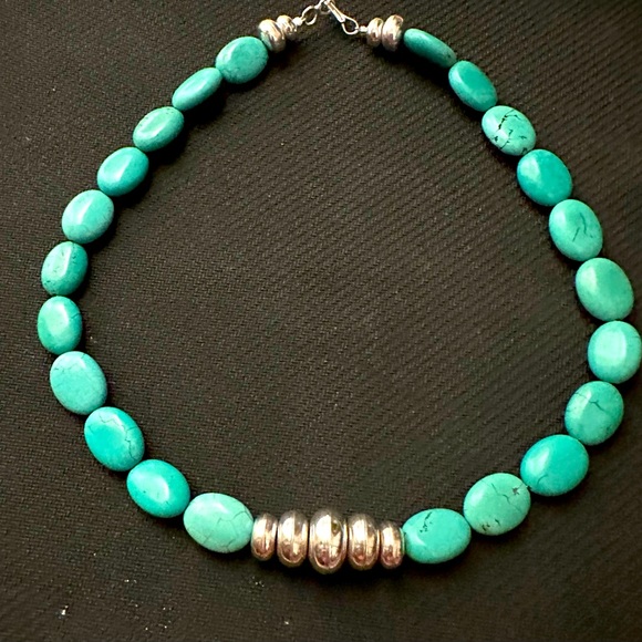 Hand Crafted Jewelry - Hand Crafted Unique Earth “One of a Kind” Turquoise & Sterling Silver Choker.